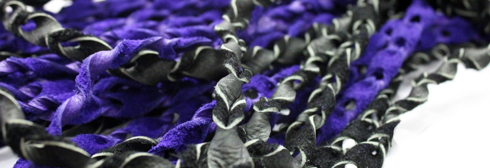 Purple & Black Braided Leather Flogger