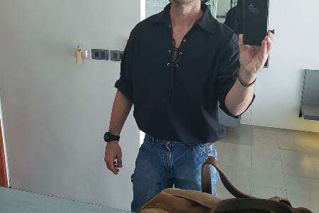 Markus in his hotel room, Day 1 of quarantine.