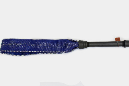 Blue firehose paddle with twelve inch handle