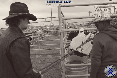 Markus coaching a young bull rider May 2021